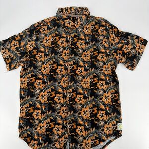 Margaritaville Mens Black Orange Floral Short Sleeve Button Up Shirt M